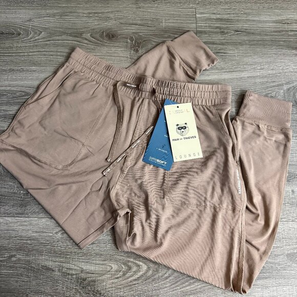 NWT Pair of Thieves Lounge Jogger Pants Tan Men Size Large - Picture 1 of 5